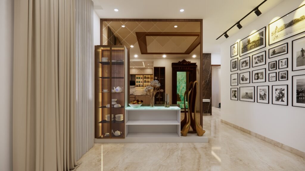 Luxury living room interior designed by Saventure Infra Tech LLP