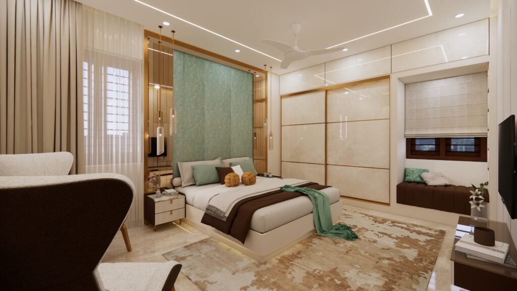 Premium bedroom interior designed by Saventure Infra Tech LLP